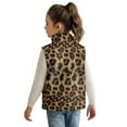 thumbnail image 3 of Pzuqiu Leopard Print Girls Sleeveless Vests Size 9-10 Versatile Warm Winter Lightweight Sleeveless Fleece Jacket with Pocket Full Zip Fall Outfits Fashion Clothing for Daily Life, 3 of 7
