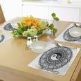 thumbnail image 4 of Ambesonne Ying Yang Place Mats Set of 4, Bohemian Mendi Art, Standard Size, Charcoal Grey White, 4 of 6