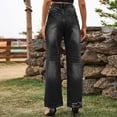 thumbnail image 4 of Vedolay Womens Casual Trousers Women's Bell Bottom Jeans High Waisted Ripped Flare Wide Leg Denim Pants,Black L, 4 of 5