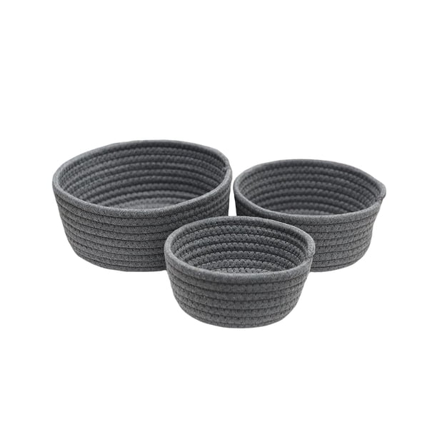 Advancent 3 unids/set cesta de almacenamiento de acrílico Color sólido artículos diversos para el hogar maquillaje ropa interior Almacenamiento y organización del hogar Gris oscuro