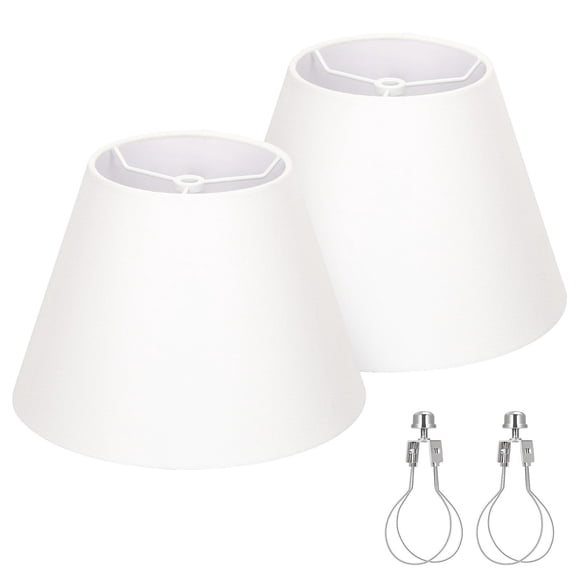 Lamp Shades Seaside Village, tela blanca, juego de 2