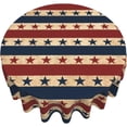 thumbnail image 4 of 4th of July Tablecloth Round Retro Patriotic American Flag Star Stripes Table Cloths Circular Table Cover Waterproof and Wipeable Polyester Tabletop for Dining Kitchen Picnic Party Decor 60 Inch, 4 of 6