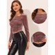 thumbnail image 2 of Blusa elegante Allegra K de terciopelo con cuello cuadrado y manga larga fruncida Rosa empolvado M, 2 of 5