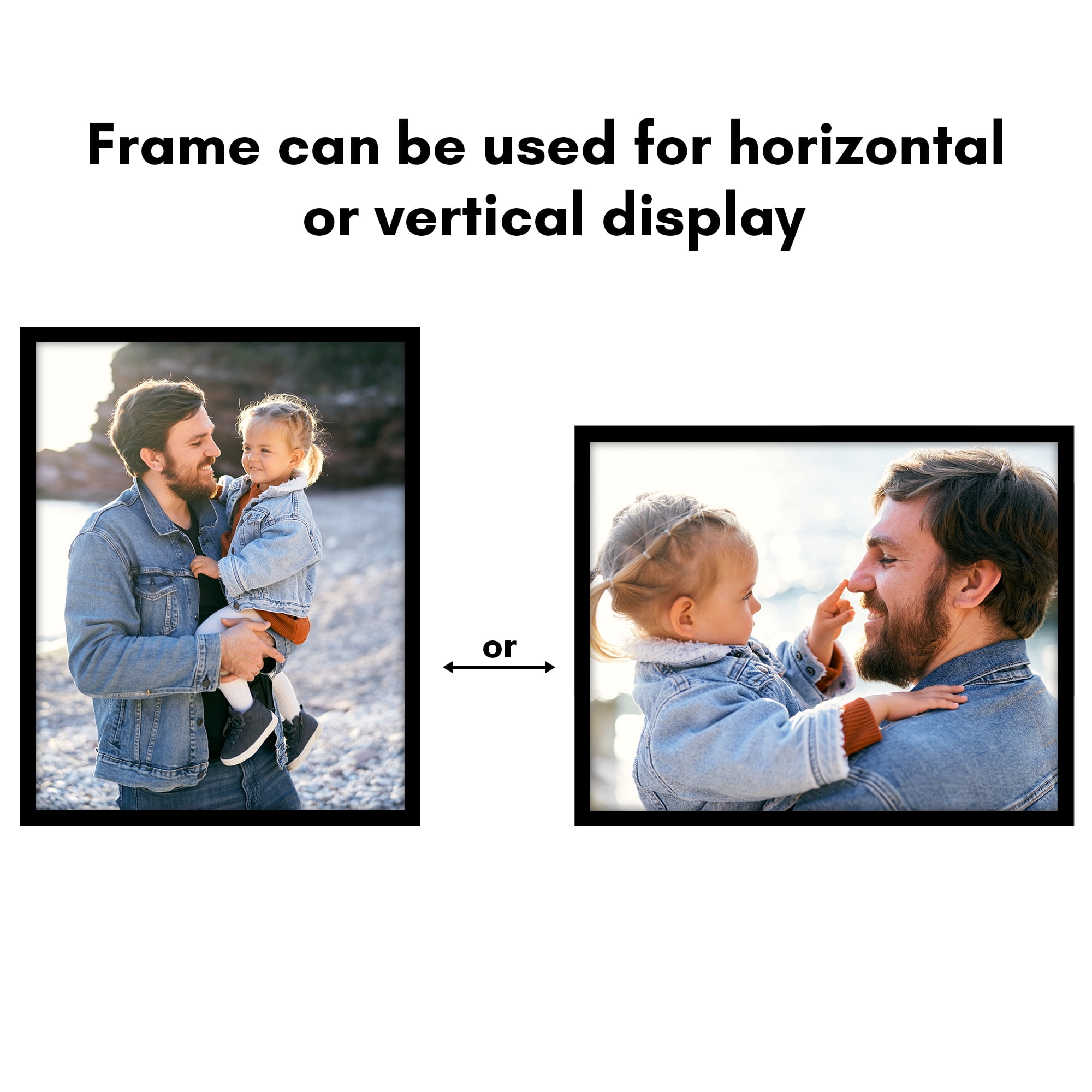 Americanflat 11x14 Picture Frame with Shatter-Resistant Glass Streamline Collection Thin Border Wall - Black