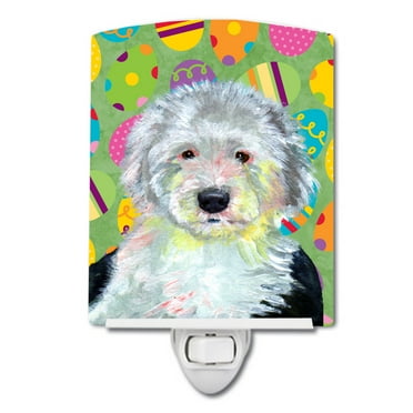 Caroline's Treasures LH9441CNL Old English Sheepdog Easter Eggtravaganza Ceramic Night Light, 6x4x3", multicolor