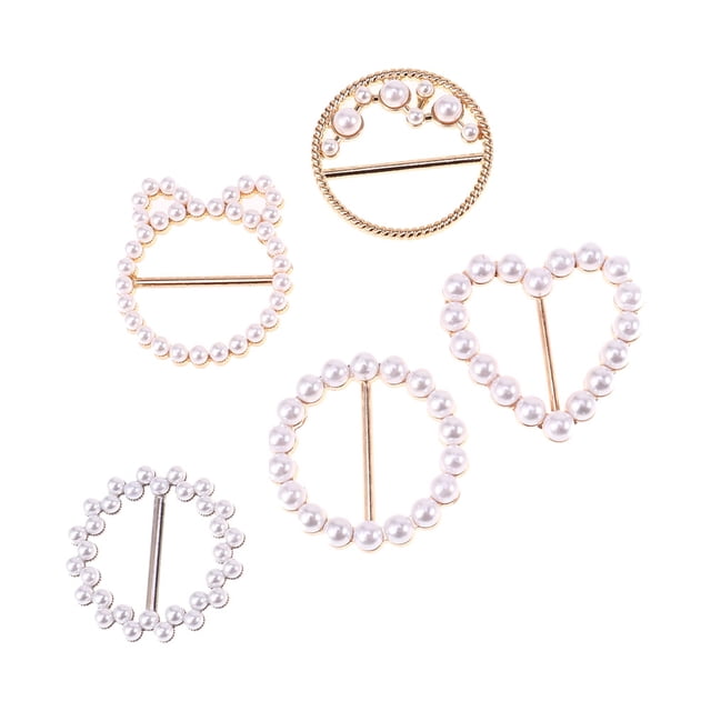 ADDHAT 5Ud Clips Para Camiseta Con Hebillas De Estilo Con Perla Artificial Para Uso Formal Y Casual