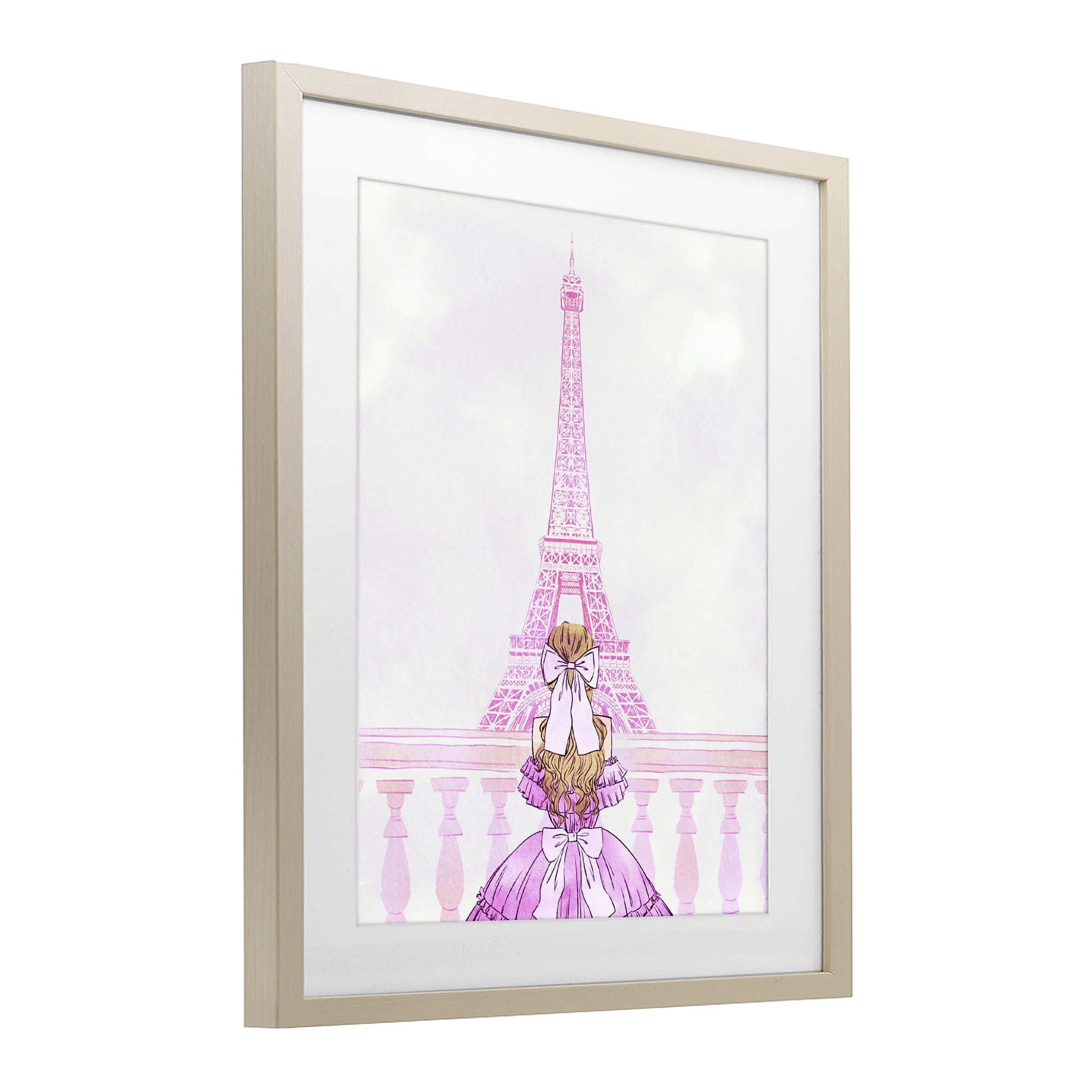 Stupell Industries Pink Gown & Eiffel Tower Birch Framed Print Under Glass, design by Ziwei Li