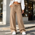 thumbnail image 4 of Njagoc3 Wide Leg Pants for Women Yoga Sweatpants Lounge High Waisted Drawstring Casual Loose Baggy Pants, 4 of 6
