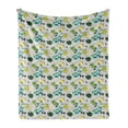 thumbnail image 1 of Abstract Surreal Soft Flannel Fleece Blanket, Traditional Ornamental Along Ribbons Leaves Flower Plants, Cozy Plush for Indoor and Outdoor Use, 70" x 90", Hunter Green and Pale Grey, by Ambesonne, 1 of 5