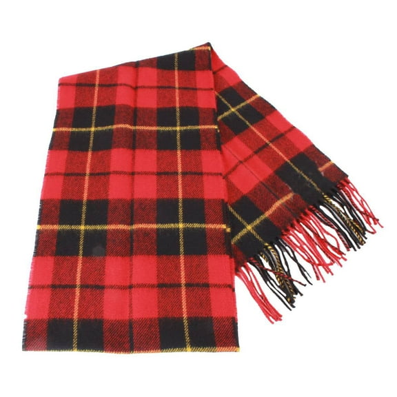 Locharron of Scotland Bowhill Wallace Modern Lambswool Tartan Scarf - Red/Green/Yellow