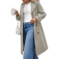thumbnail image 2 of Long Sleeve Spring Fall Solid Color Double Breasted Casual Lapel Long Trench Coat, 2 of 6