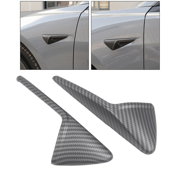 2 Piezas de Cubierta de Protección de Cámara Lateral Compatible con Tesla Model 3 Model Y 2021 Molduras Decorativas ABS Accesorios para Exteriores de Fibra de carbono mate Soledad Protección de cámara lateral