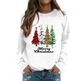 thumbnail image 1 of Gibobby Suéteres para mujer Diario Navidad de nieve Estampado O Cuello Sudadera Cuello Rojoondo Ajuste Suéter Tops Casual Manga larga Camisas de entrenamiento Blusa suelta (Blanco, L), 1 of 4
