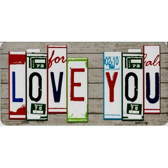 Love You Cut Style Metal License Plate