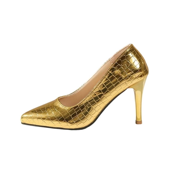 Xfvqtps Womens Heels Pointed Toe High Heel Dress Shoes Metallic Texture Evening Pumps Wedding Party Cocktail Shoes