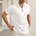 thumbnail image 2 of RMGVDSD Mens Polo Shirts Men's Casual Zipper Polo Shirts Regular Fit Short Sleeve Knitting Shirts Slim Fit Stretchy Golf Shirts Stylish Athletic Shirts, 2 of 4
