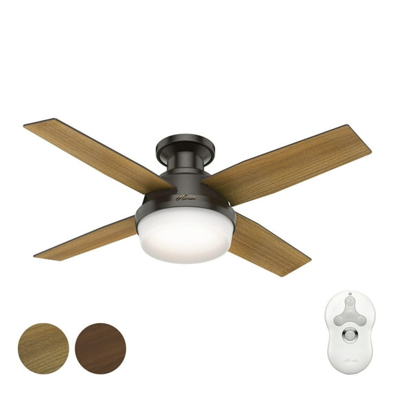 Restored Hunter Fan 44 inch Contemporary Low Profile Ceiling Fan with LED Light and Remote Control in Noble Bronze (Refurbished)