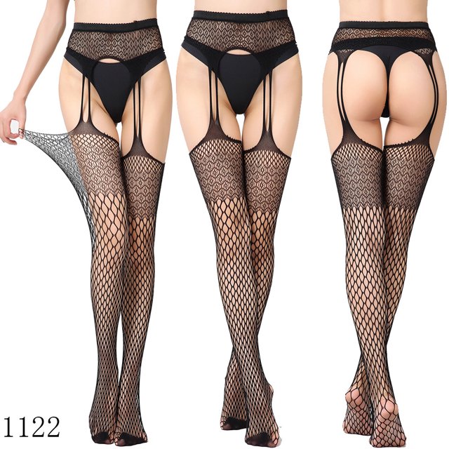 Medias de red con tiras sexuales Medias de seda Súper elásticas Pantalones de liguero sexys para mujer Medias de red fina abiertas antideslizantes