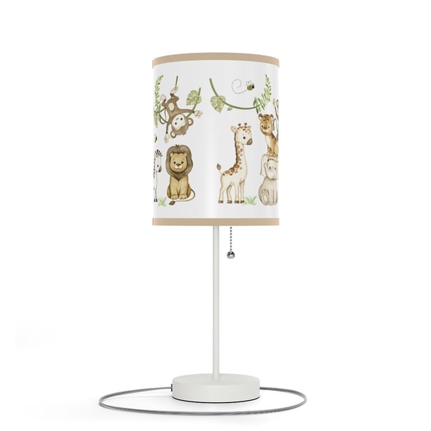 Safari Jungle Animals Neutral Nursery Table Lamp Lampshade Night Light ...