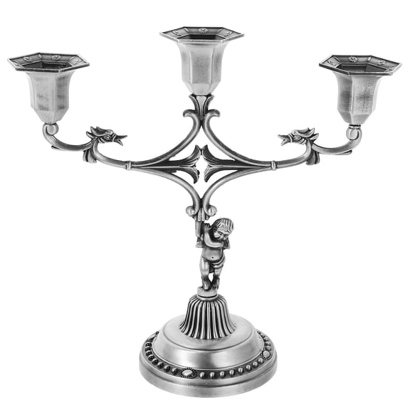 OULII Vintage Candle Holder Plated Silver Zinc Alloy for Storage Use Elegant Home Decor