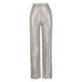 thumbnail image 4 of AherBiu Womens Sequin Pants High Waisted Plus Size Straight Leg Sparkly Club Wear Solid Color Trousers, 4 of 5