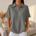 thumbnail image 2 of Nestiefly Waffle Knit Tops for Women Short Sleeve Polo Shirts 2026 Summer Blouses Dressy Casual Spring Fashion Clothes Dark Gray XL, 2 of 7