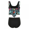 thumbnail image 1 of Women Flounce Swimsuit Two Pieces Bathing Suits Ruffled Tankini Top High Waisted Bikini Set Tummy Control, 1 of 5