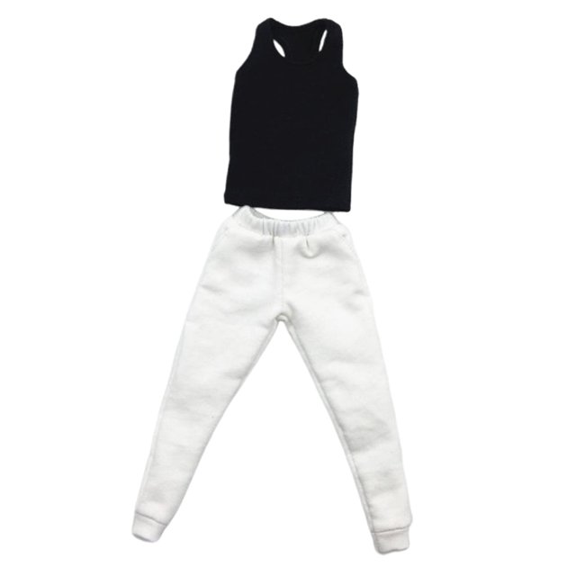 1/6 Hombres Chaleco Pantalones Conjunto Ropa Para Figuras Juguetes Accesorios Piezas Chaleco Negro + Pantalón Blanco Sunnimix Para figuras de acción de 12 pulgadas