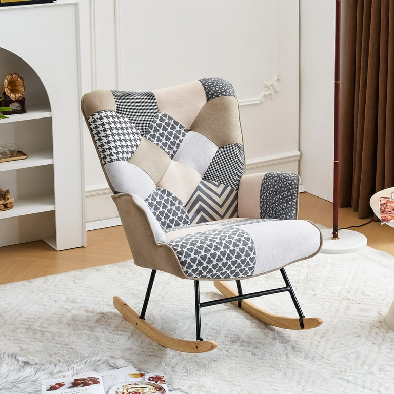 AUSTUFF Rocking Chair Nursery Accent Chair for Living Room Gray Size One Set
