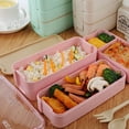 thumbnail image 4 of Kiplyki Lunch Box Leakproof Microwave Food Container Wheat Straw 3 layer Bento Box 900ML, 4 of 9