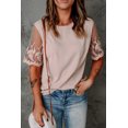 thumbnail image 3 of ABPHQTO Top de patchwork con mangas de encaje floral para mujer, 3 of 5
