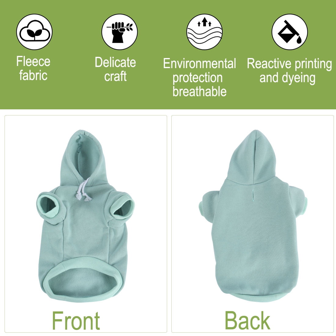 Unique Bargains Dog Winter/Spring Sweatshirt Hoody Pet Clothes Cotton Apparel Pale Green
