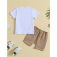 thumbnail image 3 of Bagilaanoe 2pcs Toddler Baby Boy Short Pants Set Short Sleeve Letter Print T Shirt Tops + Shorts 18M 24M 3T 4T 5T Kids Summer Birthday Outfits, 3 of 8