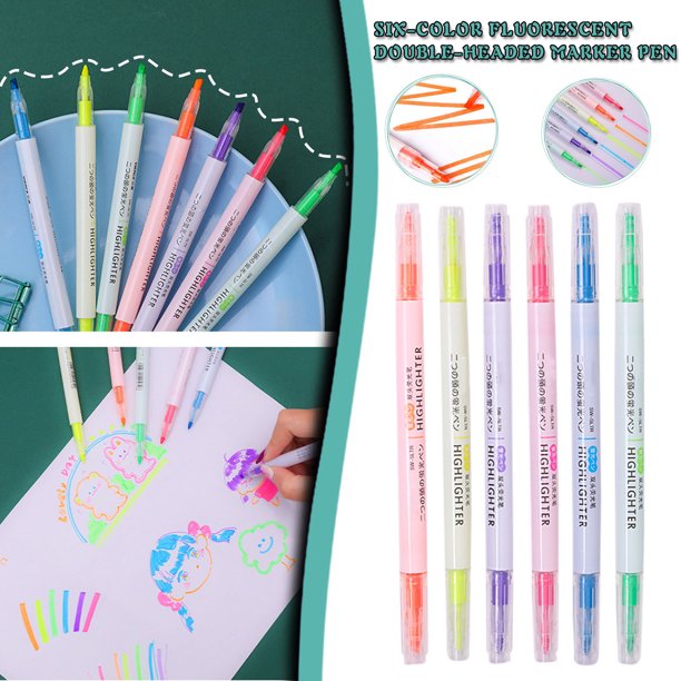 Sunhillsgrace Pen Highlighter SixColor Painting Color Marker DoubleHeaded Pen 0.5Ml Office