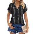 thumbnail image 3 of UVN Blouses for Women Summer Short Sleeve Work Shirts Dressy Casual V Neck Print Tops, 3 of 9