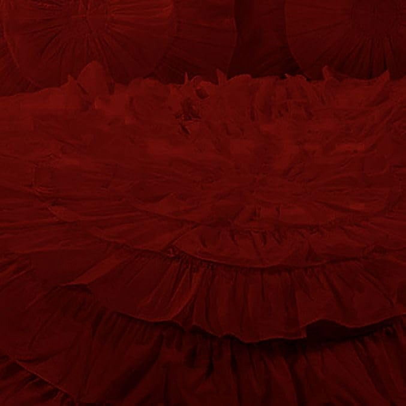 D.N.G. BEDDINGS 1 Piece 100% Egyptian Cotton Circle Ruffle Comforter, 550 GSM Filled Microfiber - Full/Queen Size, Burgundy Color - 800 Thread Count