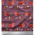 thumbnail image 1 of Soimoi Poly Georgette Fabric Hut,Egg & Hen Farm Decor Fabric Printed Yard 42 Inch Wide, 1 of 3