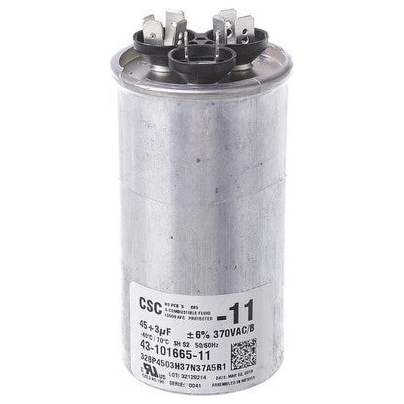 Rheem Furnace Parts 43-101665-11 - Capacitor - 45/3/370 Dual Round Replaces 43-26261-