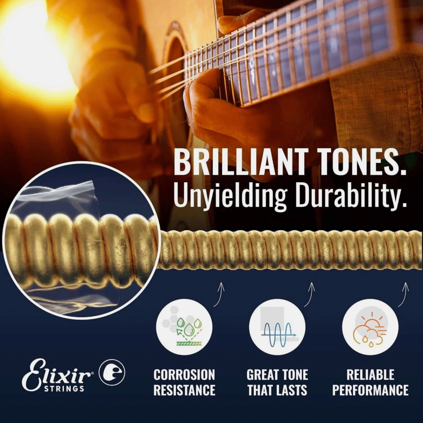 *6 SETS ELIXIR 16052 NANOWEB ACOUSTIC GUITAR STRINGS LIGHT 12-53 PHOSPHOR BRONZE