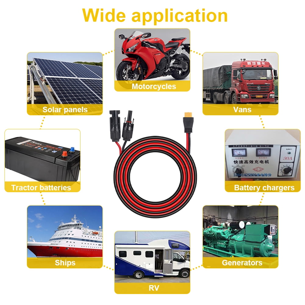 Hormy Solar to XT60 Charge Extension Cable 12AWG 20FT Solar Connector to XT60 Adapter Cable for Solar Panel RV Portable Power, IP67 Waterproof