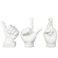 thumbnail image 2 of Urban Trends Collection  Ceramic Hand Sign-Thumb Up-Fingers Crossed-Loser- Gloss White, 2 of 4
