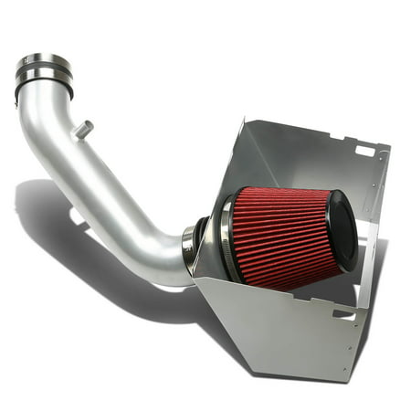 For 2002 to 2008 Dodge Ram Silver Coated Aluminum Air Intake Pipe+Red Filter - V8 DR DH DC DM D1 03 04 05 06