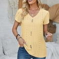 thumbnail image 3 of AherBiu Eyelet Tops for Women Short Petal Sleeve V Neck Summer Dressy Casual Shirt Tunic Blouse, 3 of 3