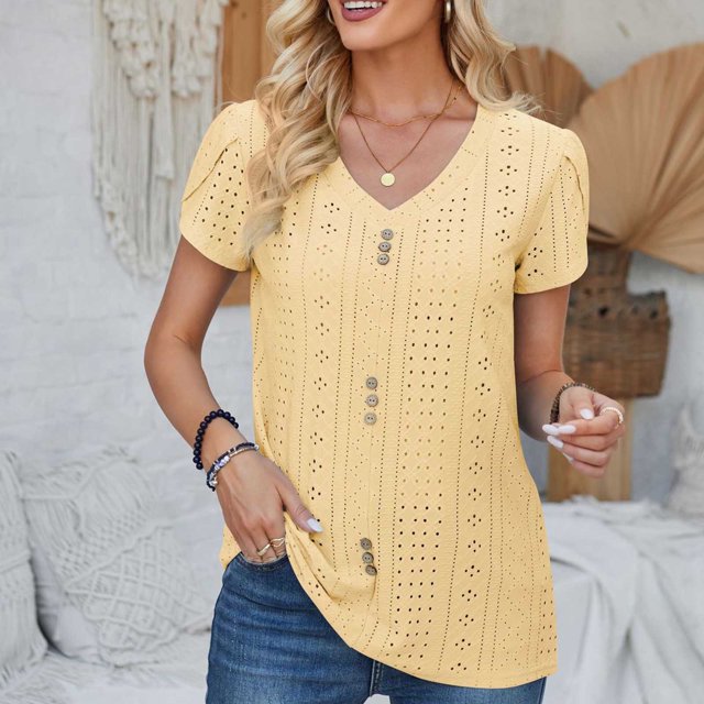 Fankiway T-Shirt Imprimé Mode Femme Manches 3/4 Blouse Col Rond Hauts Décontractés Manches Courtes Hauts Femme Liquidation Chemises Femme Manches Courtes