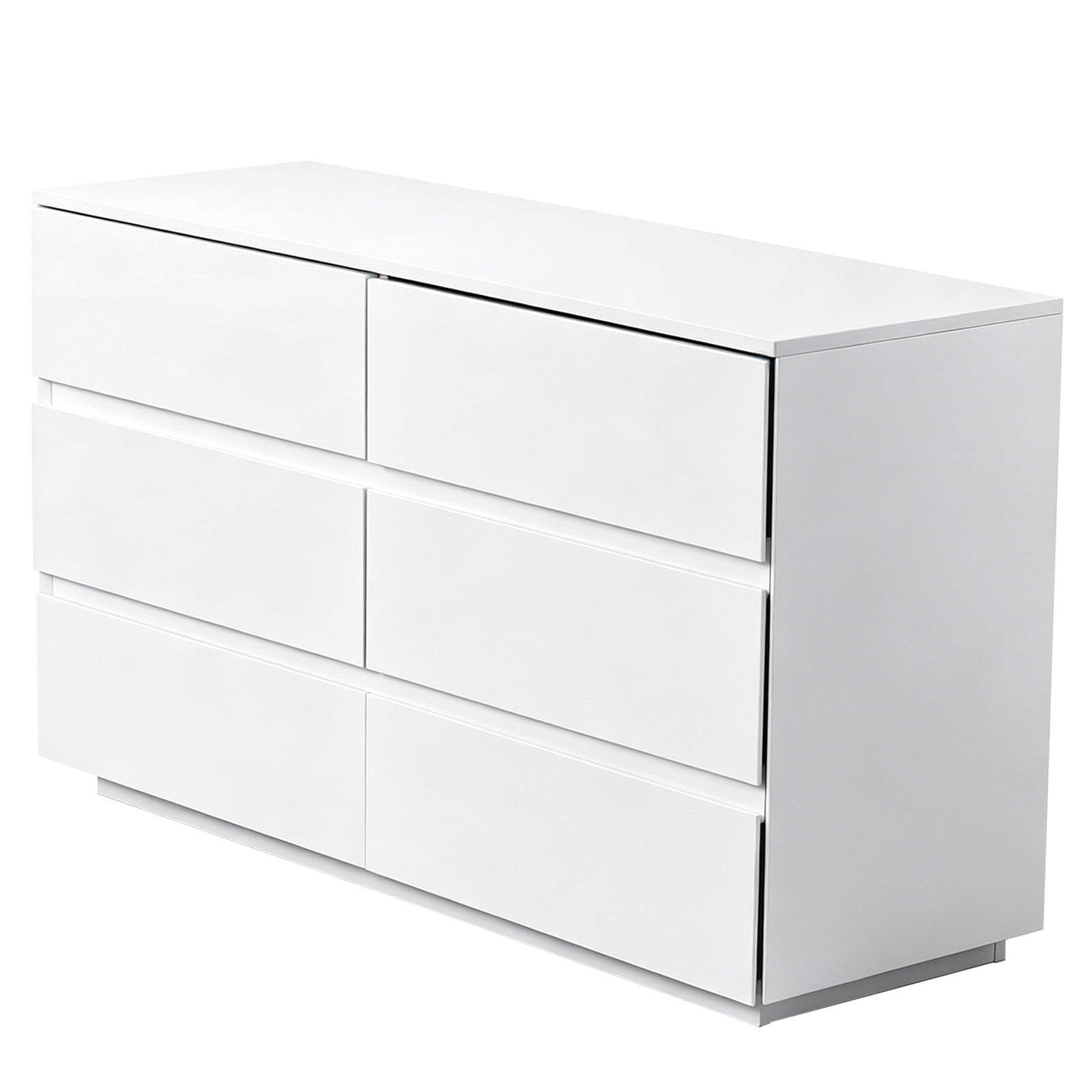 6-Drawer Storage Cabinet Chest of Drawers with USB-Powered RGB LED Strip 47.24*15.75*27.56in High-Gloss White