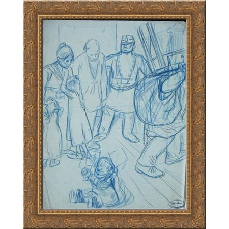 La Terme Franco Russe 24x20 Gold Ornate Wood Framed Canvas Art by Theophile Steinlen