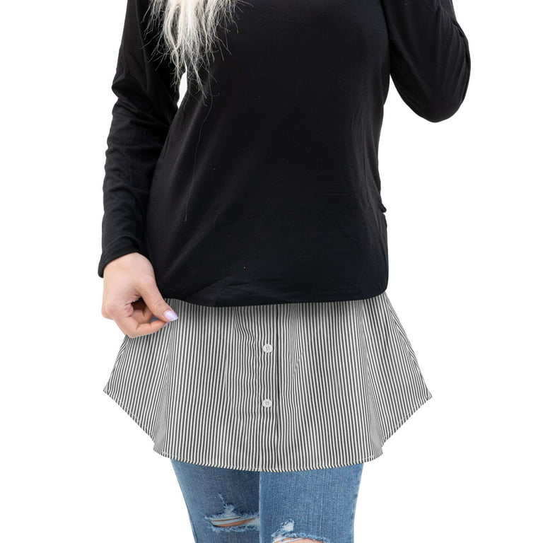 Sixty Shades of Grey Sixtyshades Women Shirt Extender Adjustable Layering Fake Top Lower Sweep Shirt Half Length Skirt, Women's, Size: 2XL, White