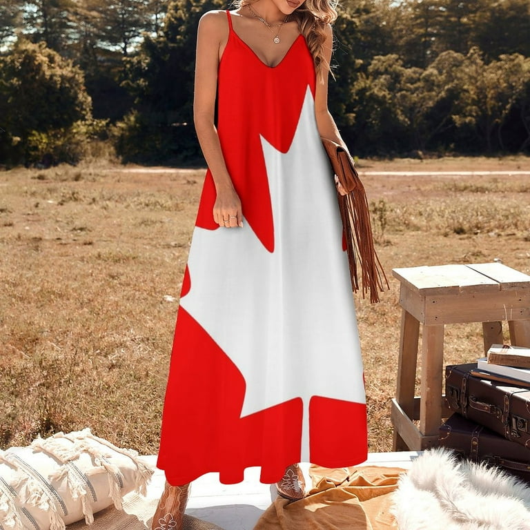 Canada Maple Leaf Sleeveless Dress dresses for woman Women long dress party dresses woman Walmart