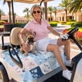 thumbnail image 3 of Golf Cart Seat Covers for 2 Seater,Pink Floral Blue Microfiber Cart Seat Towel Blanket,Farmhouse Botanical Vintage Leaves Absorbent Breathable Non Slip Bench Seats Protector for Golf Course 51"x31", 3 of 9