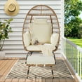 thumbnail image 3 of Oversized Wicker Egg Chair Set - 600lbs Capacity Weather-Resistant Rattan with Ottoman & Thick Cushions, Indoor/Outdoor Hanging Chair for Porch/Backyard/Balcony (Grey), 3 of 3